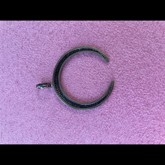 Diamond and Black Rhodium Crescent Horn Pendant by the Jen Collection - Picture 5 of 14